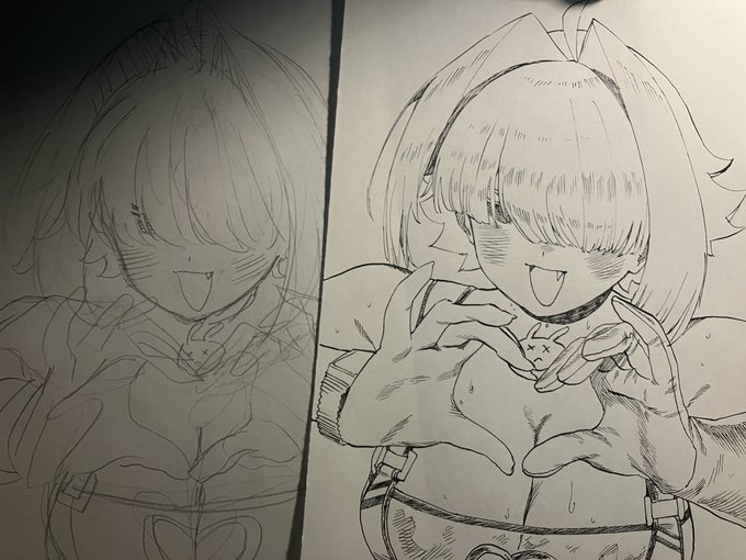 ラフと線画です 