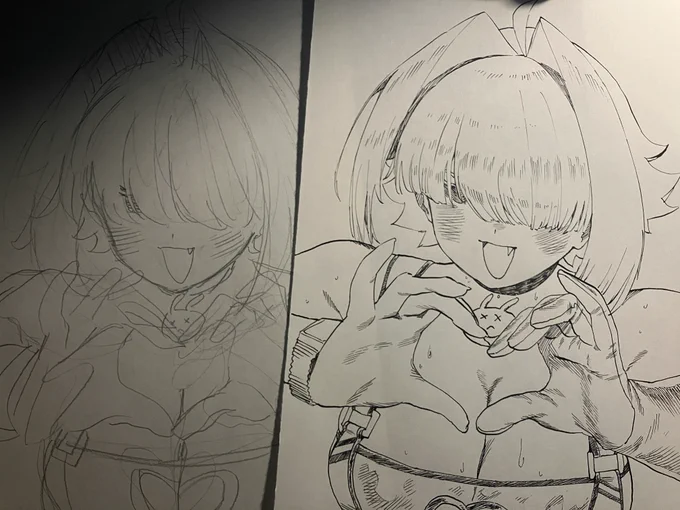 ラフと線画です 