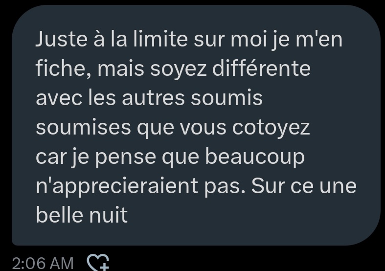 Dites lui que vous me léchez tous le cul JUSTEMENT parce que je suis une garce mdrrr.

Bon, sur ce j’espère clore ce drama à la con puisque de toute manière je vais recommencer à vous ghost pendant que vous raquez en boucle en espérant que j’ouvre vos DM hahahaha

Findom