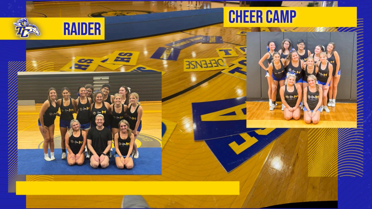 Raider Cheer wrapped up their cheer camp this weekend. They're getting ready for the 25-26 season! Special thanks to Chris Franklin for his help with the camp! #GoRaiders #RiseAbove #RaiderCountry 🔵🟡