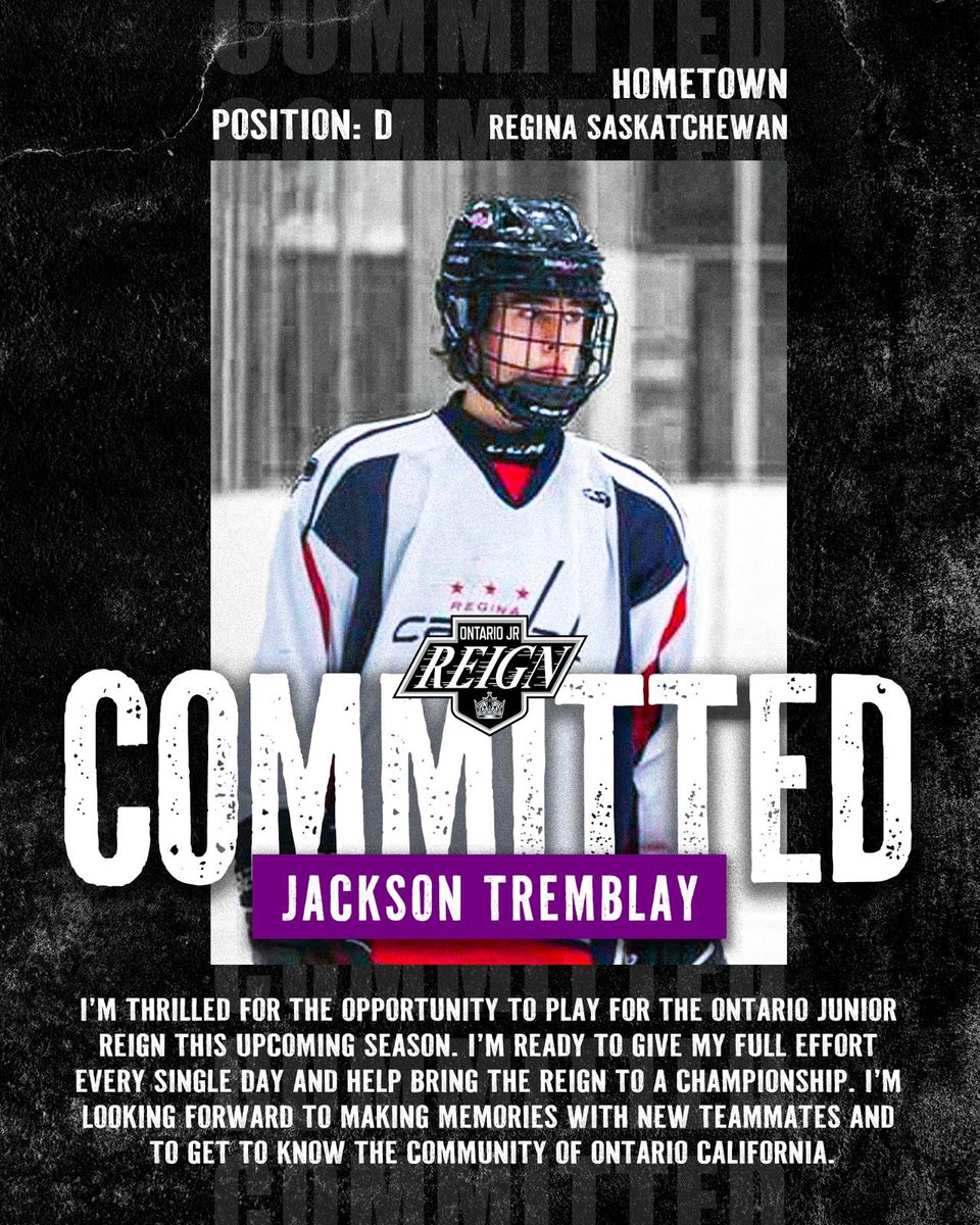 ontariojrreign's tweet photo. π¨βSIGNED: JACKSON TREMBLAY βπ¨
Skill, Skating and Grit is a combo we love on the backend. Welcome aboard the #ReignTrain π§πJackson.
#OJR #OJRFamily https://t.co/kHbsfS5W7I