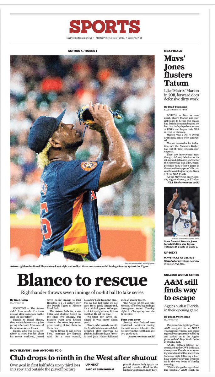 A year’s difference. Same paper, just under a different name <a href="/HoustonChron/">Houston Chronicle</a> ❤️