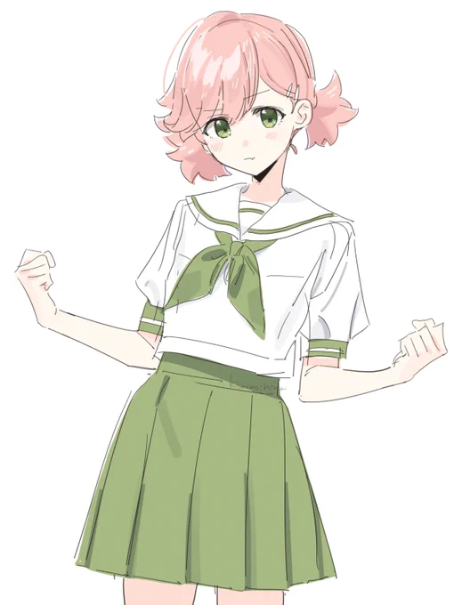緑ラインの白セーラー。