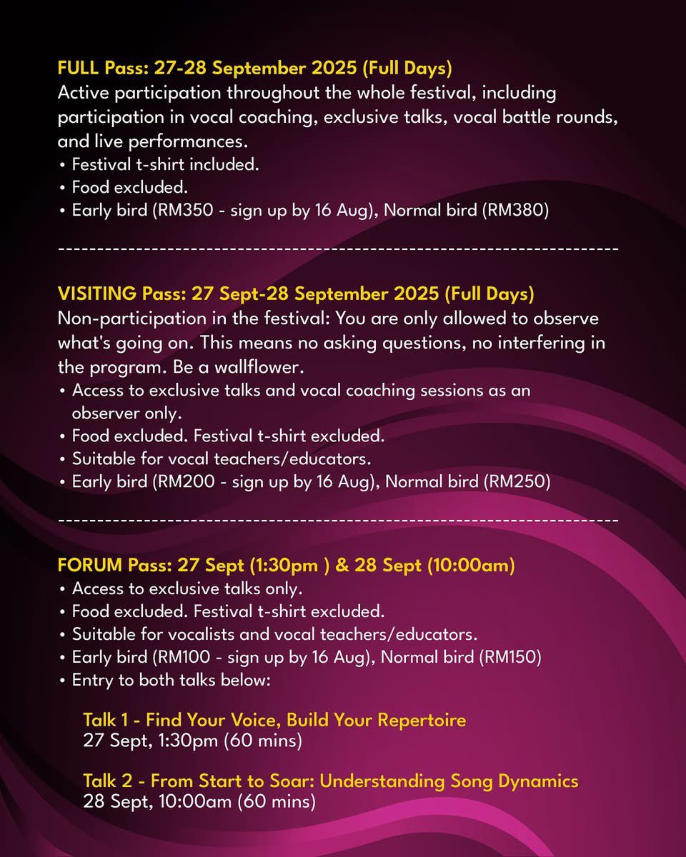 440Records's tweet photo. … and here are the different ways you can be a part of the special weekend.

Sign up now!

https://t.co/dBGGeO3HGM

#VocalFest2025 #MYVoxFest https://t.co/CzdNfo90oI