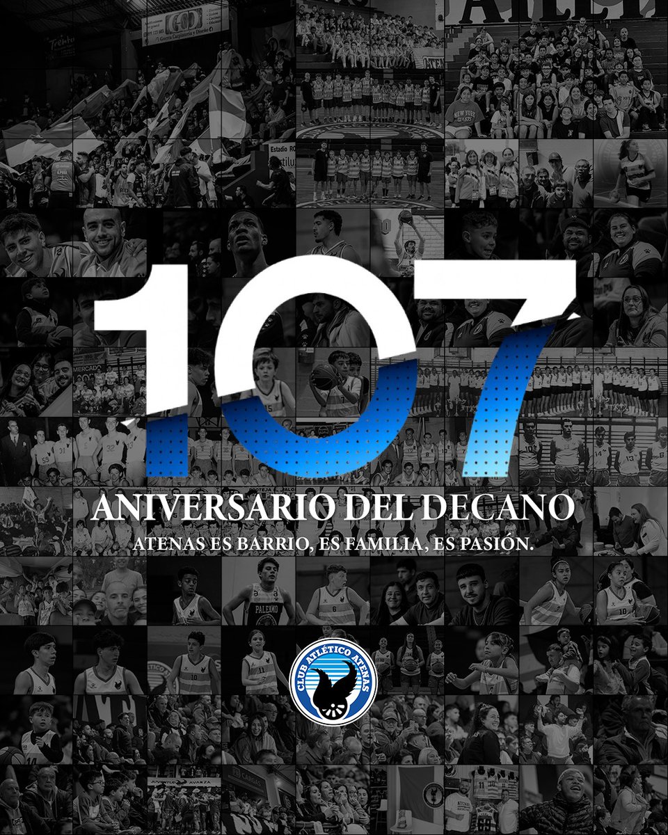 clubaatenas's tweet photo. 🎉💙 ¡107 años de historia, gloria y pasión! 💙🎉

Somos más que un club: somos barrio, somos familia, somos Atenas. 🏀

Gracias a cada hincha, jugador y colaborador que forma parte de esta historia que seguimos escribiendo juntos.

#Atenas107 #AniversarioDelDecano https://t.co/VCtJOQ3slT