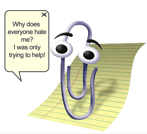 ClippyVirtuals's tweet photo. POV: You turned on your computer in 1999 and immediately got gaslit by a paperclip. https://t.co/eExNIZDp9j
