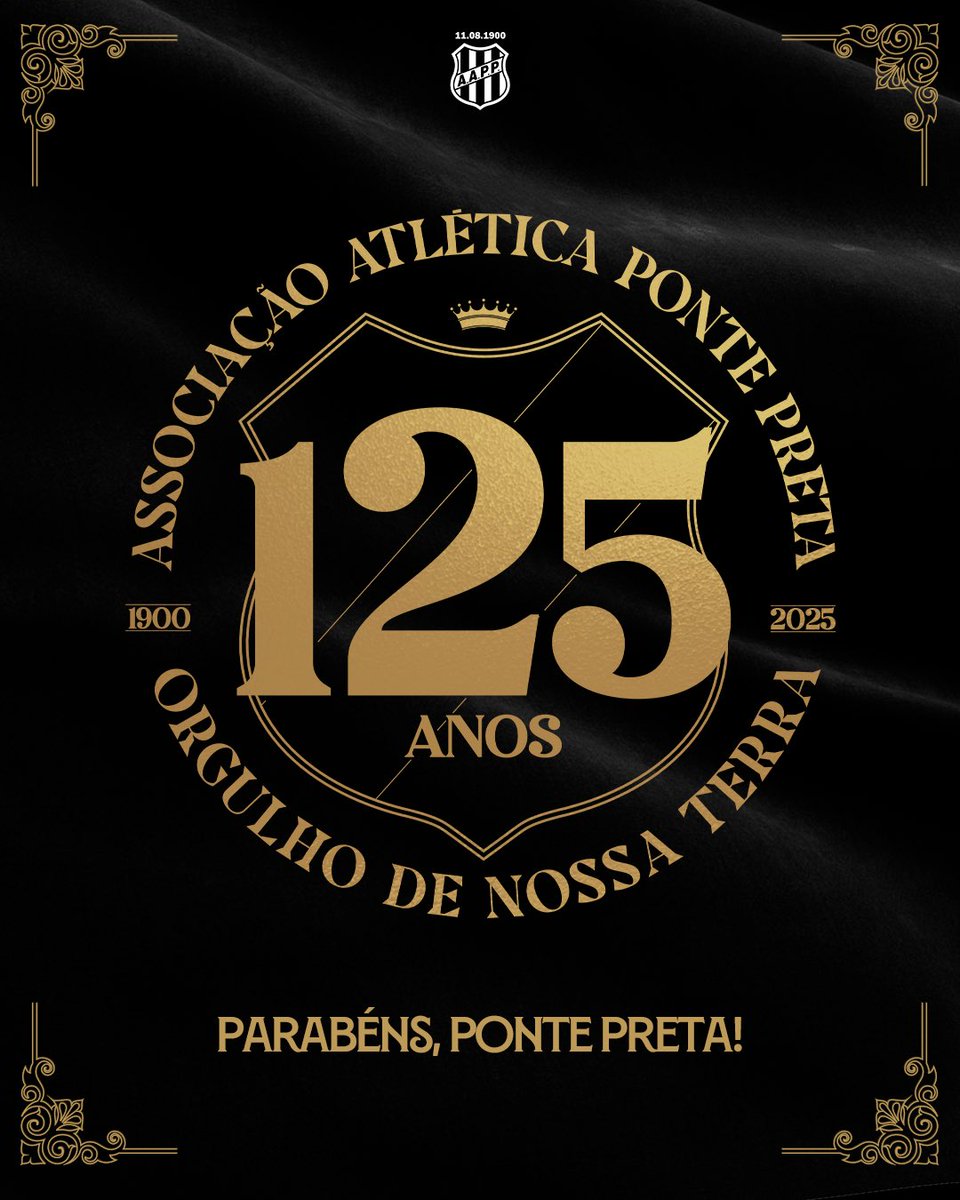 aapp_oficial's tweet photo. Ponte Preta não é moda, é história!
Não é paixão passageira, é sangue preto e branco correndo nas veias, de geração em geração. 
Orgulho que não envelhece e tradição que não se apaga. 

Parabéns, Associação Atlética Ponte Preta, pelo seus 125 anos de amor, raça e tradição. 🖤🤍 https://t.co/TqWPiOKE2d