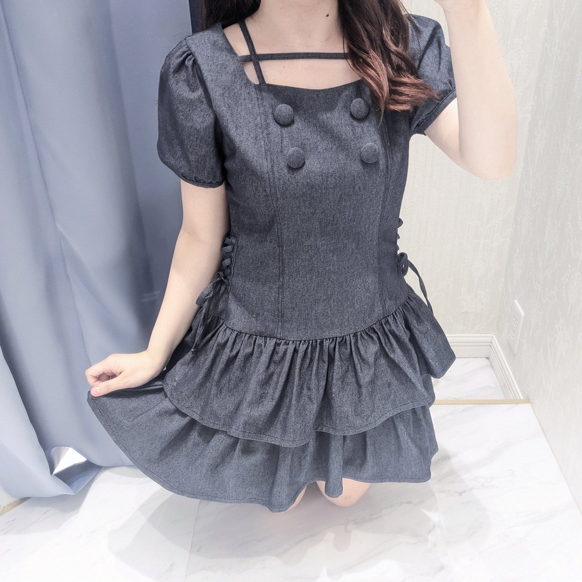 evelyn 編み上げティアードOP evelyn 編み上げティアードOP