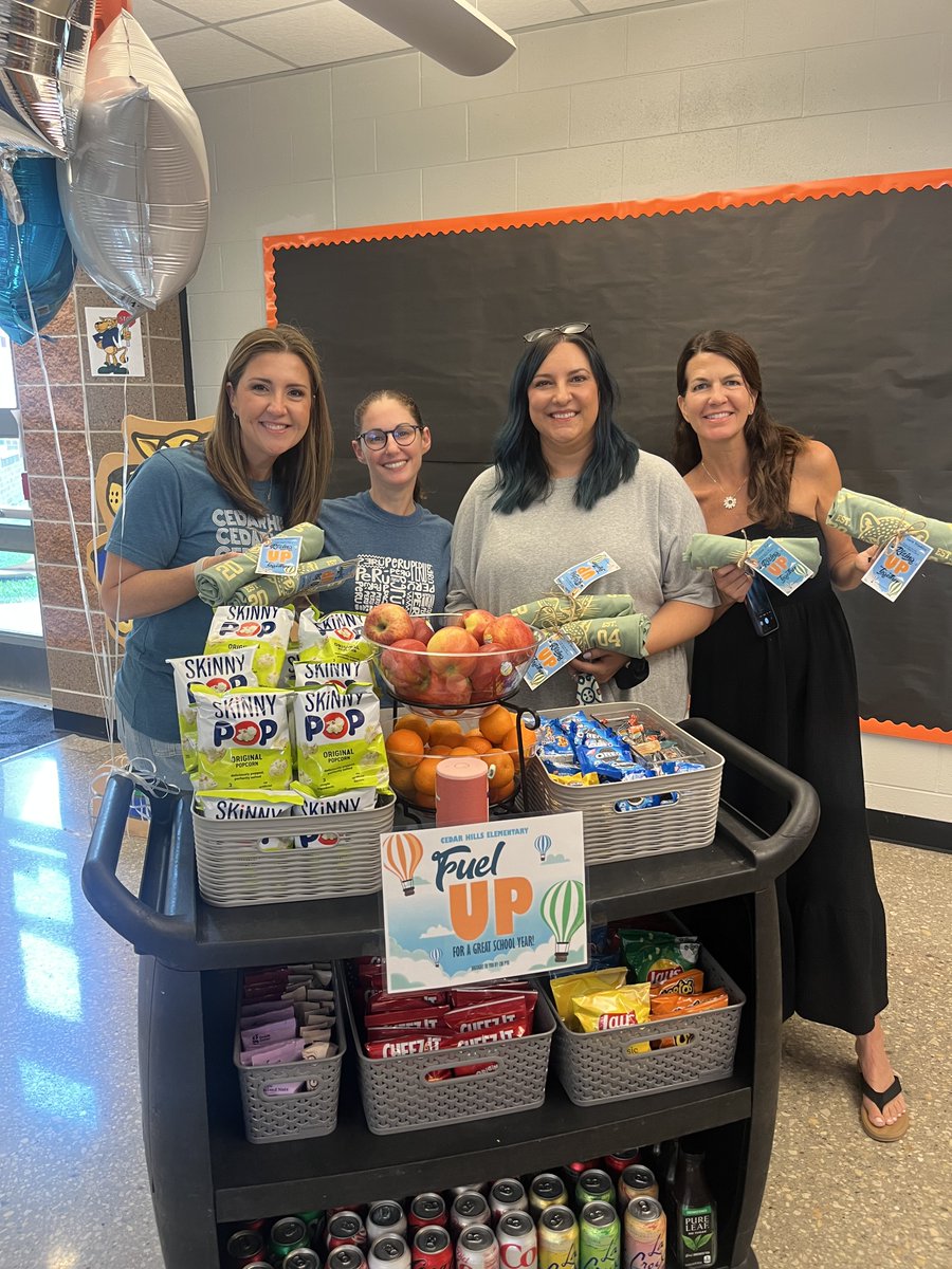 Cedar Hill's PTO fuels our staff and welcomes them back with a treat cart and new t-shirts for the school year!  Much appreciated!