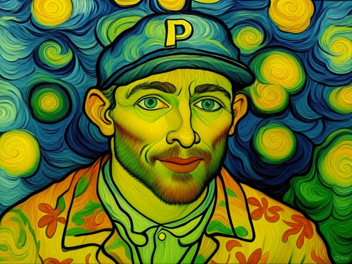 TheBuccosFan's tweet image. My Selfie drawn in Van Gogh style via @grok. #Groovy ✌️ #LetsGoBucs