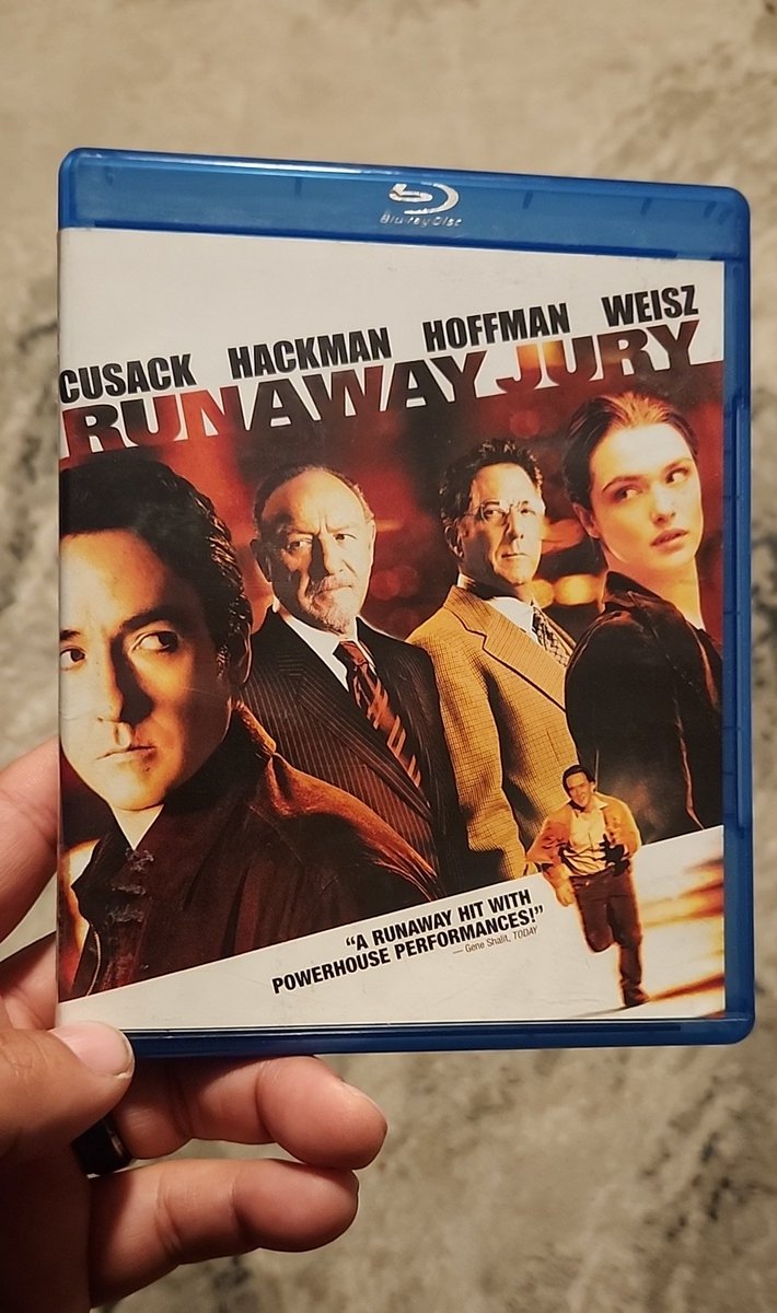 On deck, Runaway Jury on #Bluray.  I found this today at the flea market for $2. I love Gene Hackman. RIP. 

#PhysicalMedia
#EveryNightIsAMovieNight