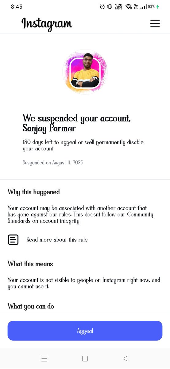 RoyalRatlami's tweet photo. @instagram this is the 3rd time you have suspended my account for no reason.
I have lost all my data having memorable pictures and videos
May I know the reason for this bullying?
#InstagramBanWave2025 #instagoon https://t.co/XZ2hrpwuTL