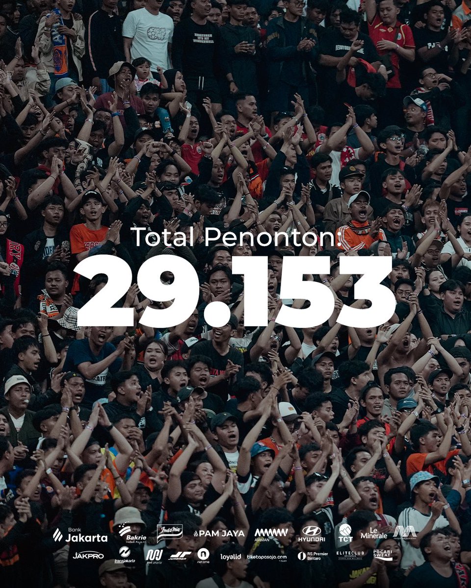 Persija_Jkt's tweet photo. 𝗕𝗮𝗻𝗴𝗴𝗮 𝗝𝗮𝗸𝗺𝗮𝗻𝗶𝗮! 🔥

Tercatat sebanyak 29.153 penonton hadir dalam laga Persija vs Persita di Jakarta International Stadium.

Terima kasih, Jak! Sampai jumpa di pertandingan kandang selanjutnya.

#TheJakmania #Persija https://t.co/80g2VYzf00