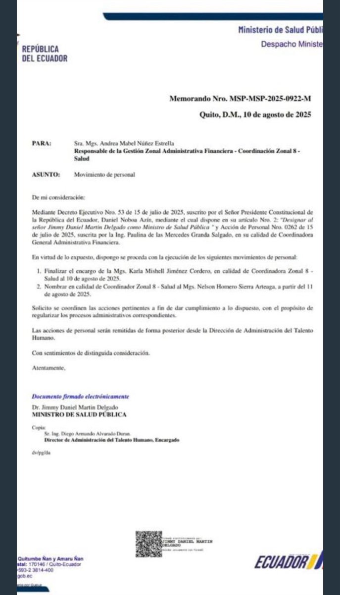 XavierJordanM's tweet photo. Ecuador 🇪🇨 🚨🚨 

Salió de la Coordinación Zonal 8 a una de las responsables de los atracos que he venido denunciando en en MSP. Colaboradora de la misma M@fia, encabezada por el asambleísta Ferdinan Álvarez, Vazques, Salcedo, Paredes, Hermanos Salas, Hermanos Figallo, entre otros. Como he demostrado con pruebas. 

Debe pagar con cárcel las negligencias. (Hospital Universitario) 

Entra nada más y nada menos el Señor Nelson Sierra ex Gerente del Hosipital de Guayaquil y uno de los mejores amigos de los Hermanos Figallo y de los Hermanos Salas. 

Sabra ?? que este señor Sierra, vive en la casa de un proveedor del MSP, les dejo esa incógnita !! 

Ecuador 🇪🇨 seguirán saqueando el $$ de la salud como lo he venido demostrado. 

No existen profesionales decentes en el MSP ?? Sabra ?? el señor Ministro @jimmymartinec 

Seguiremos informando !! 

@AsambleaEcuador 
@FiscaliaEcuador 
@CorteNacional 
@ContraloriaECU 
#Ecuador