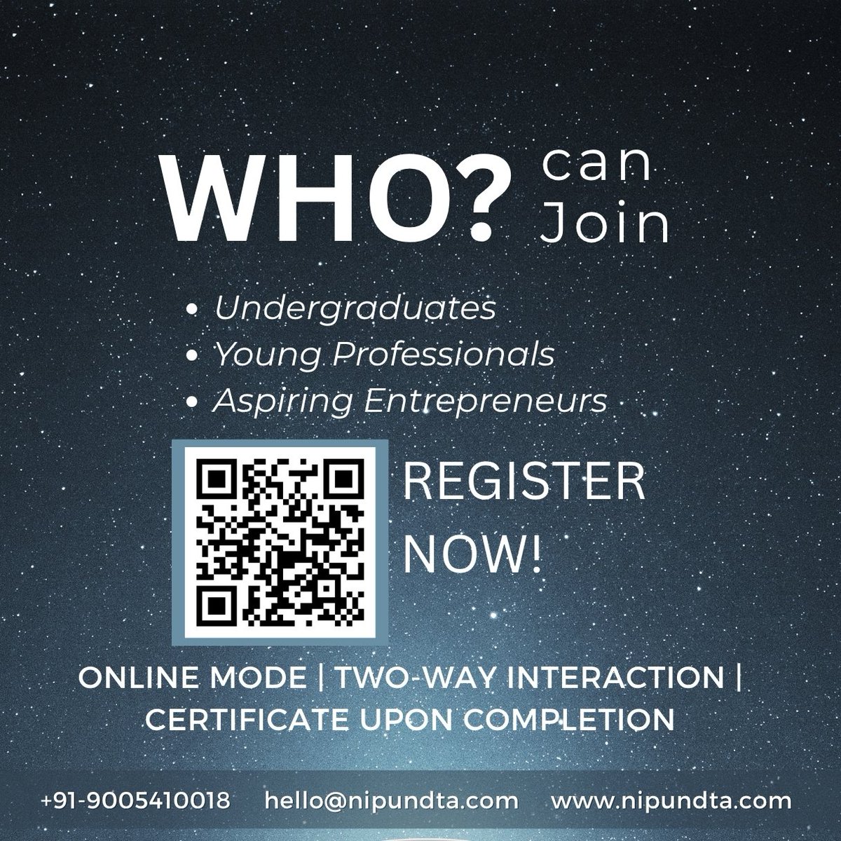 nipundta's tweet image. Turn Your Startup Dream into Reality!
Join our Entrepreneurship Course and learn how to go from Idea to Execution, validate business opportunities, explore startup models, and get inspired by real case studies from Indian entrepreneurs.
📲 Register Now!