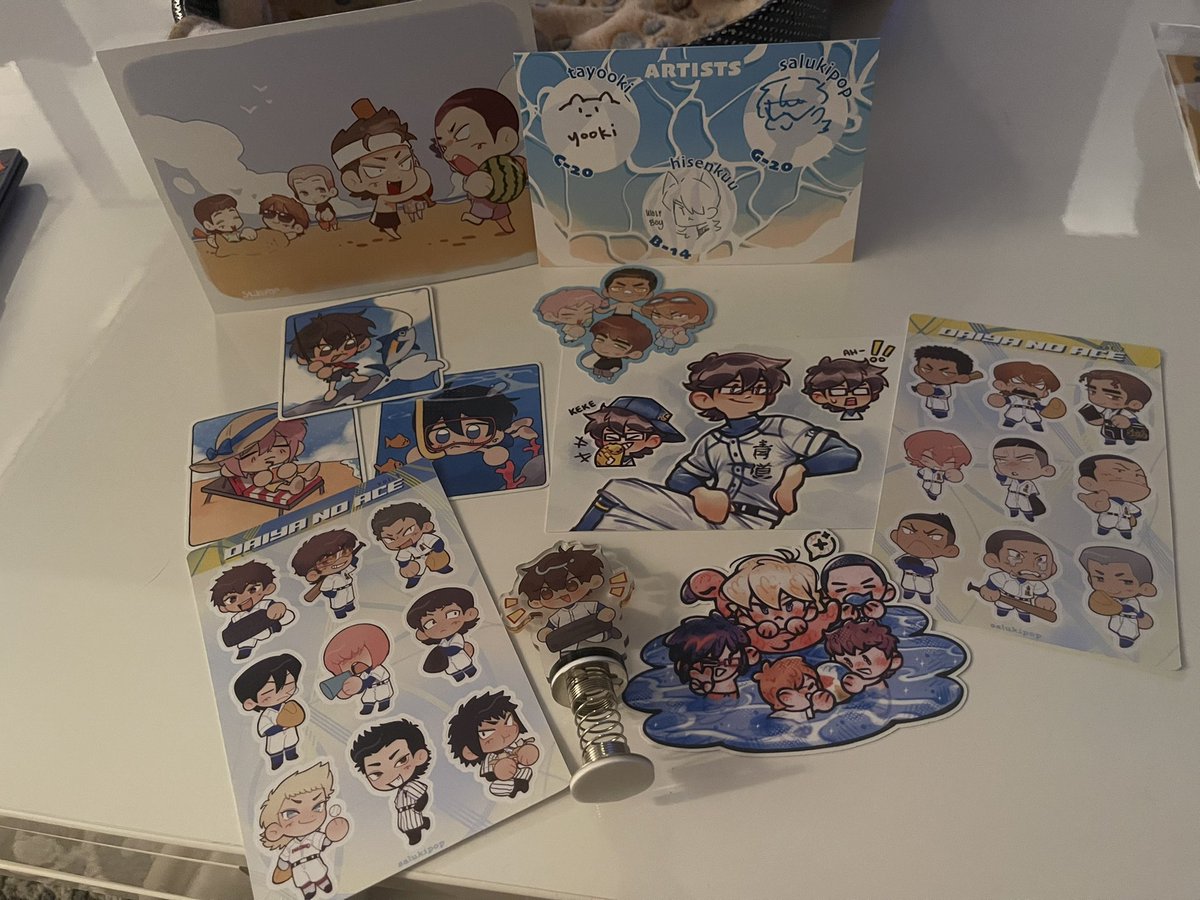 Vixenfur's tweet photo. FINISHED MY FIRST EVER STAMP RALLY ✨❤️ It was a Daiya themed stamp rally run by @salukipop , @tayooki_ and @hisenkuu !! The goodies are so cute, here’s what I got plus the merch purchased as part of the rally 😍 I am obsessed with everything!!! ⚾️ A SUCCESS! https://t.co/SnnopXH8yT