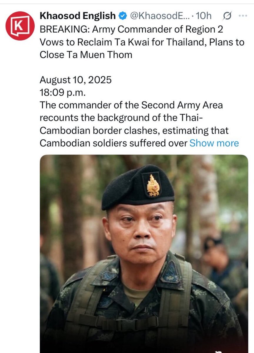 The Thai military, emboldened by the lack of condemnation or accountability, is openly preparing to invade Cambodia again. We urge the world to start issuing clear condemnation of these blatant acts of aggression and calling for legal resolution to end our territorial conflict.
