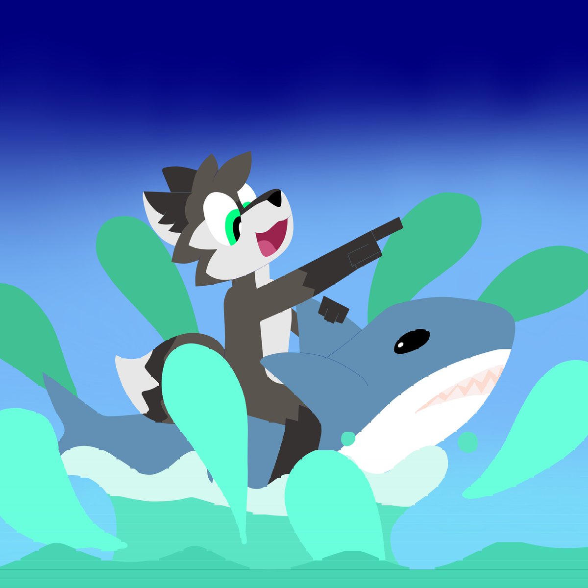 Just <a href="/donald_Dducc/">My name is donald (pretty)</a> riding on blahaj !!! Happy birthday buddy!!!!