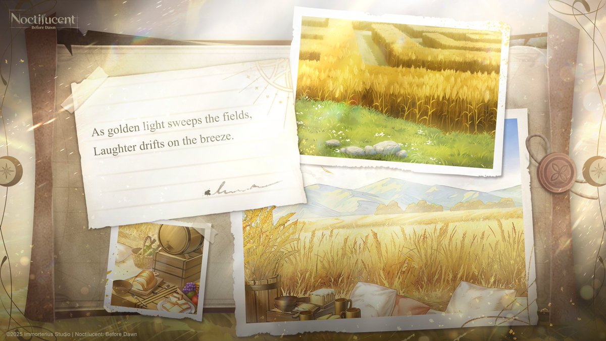 A quiet corner of the wheat field stirs with gentle unrest in the afternoon, ripening into the opening lines of a new story—

An ancient rite is about to be held, as if calling wanderers home.

Within the Travel Journal, cherished scenes of joyful gatherings will remain.