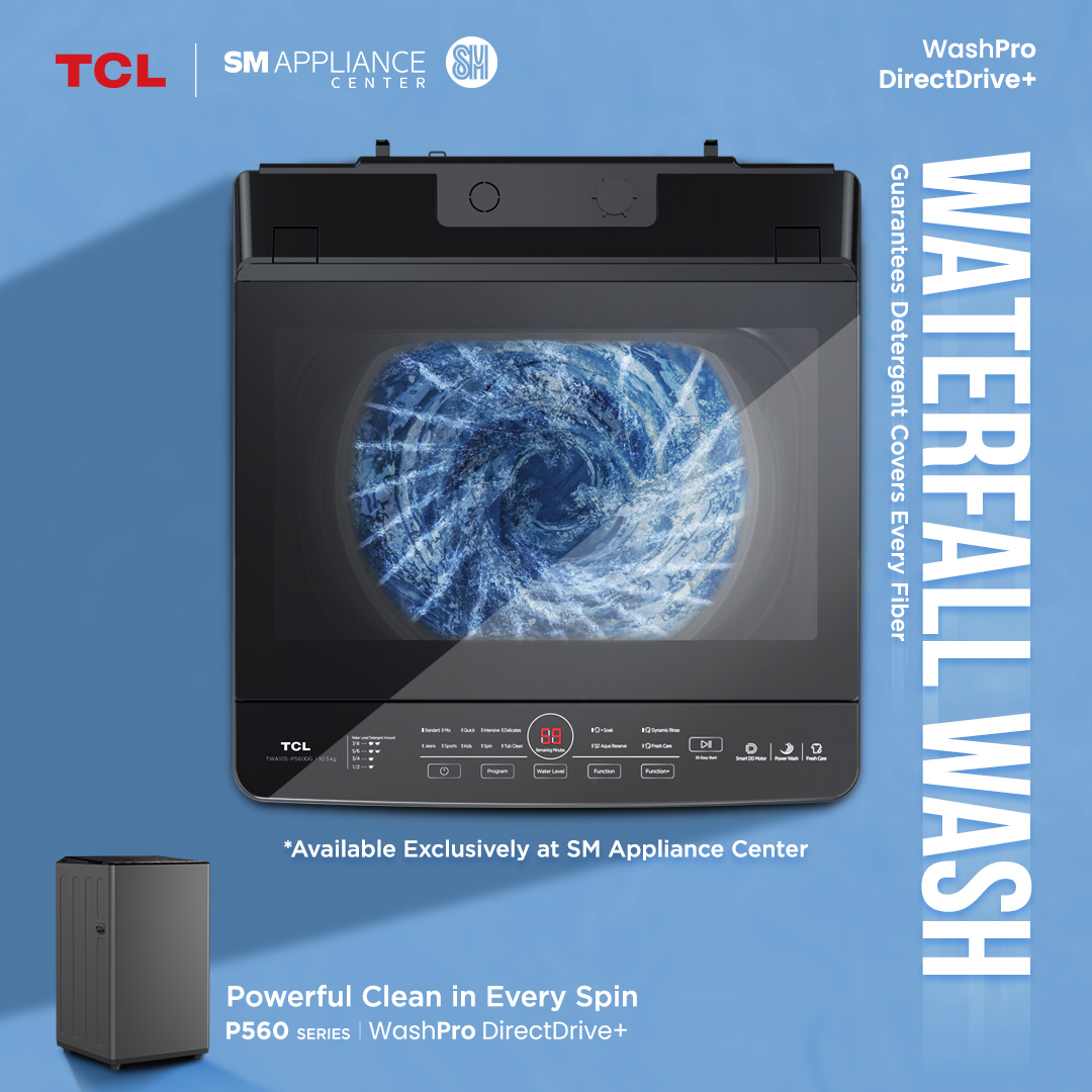 TCLPH's tweet image. Let the Waterfall Wash do the work! With the TCL P560, powerful water streams flow through your laundry, lifting dirt and stains with ease.
Now that’s what we call smart cleaning.

#TCLP560 #TCLWashPro #TCLxSMApplianceCenter #TCLPhilippines #TCLInspireGreatness