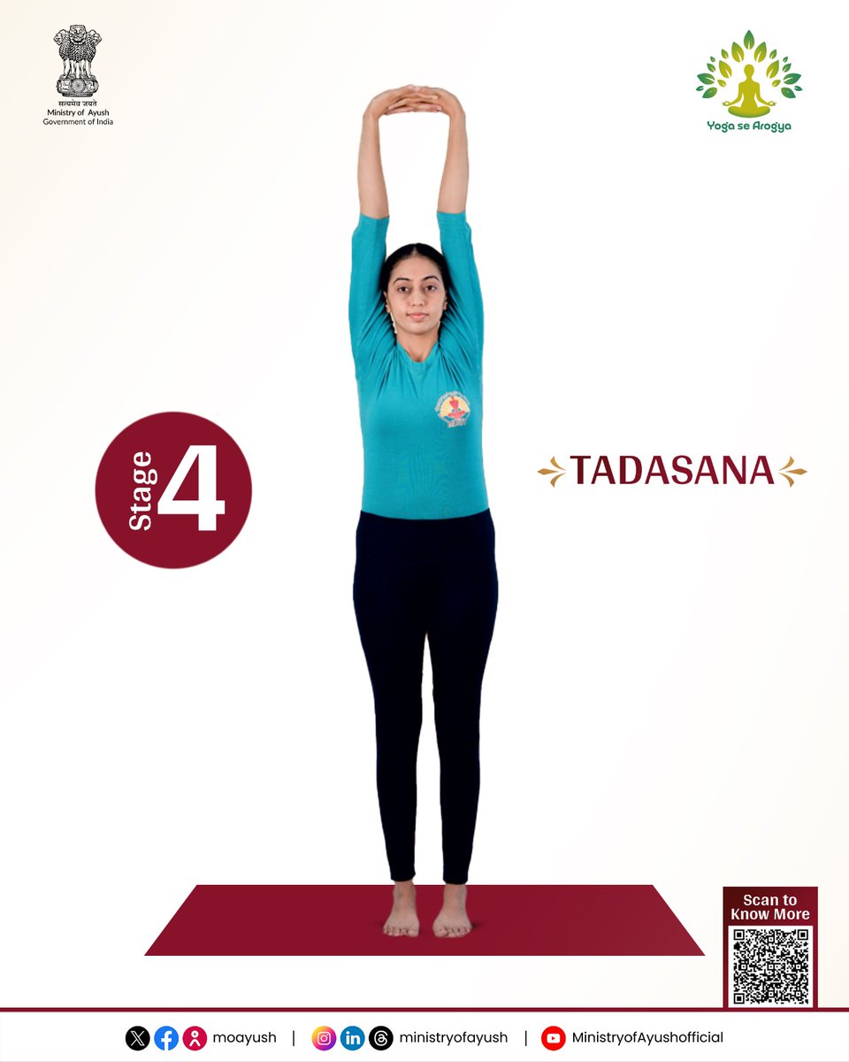 A foundational standing posture, Tāḍāsana helps improve body stability, posture, and spinal alignment.

- Builds firmness and balance
- Clears spinal nerve congestion
- Corrects faulty posture
- Prepares the body for other standing āsanas

Stay grounded and uplifted — just like