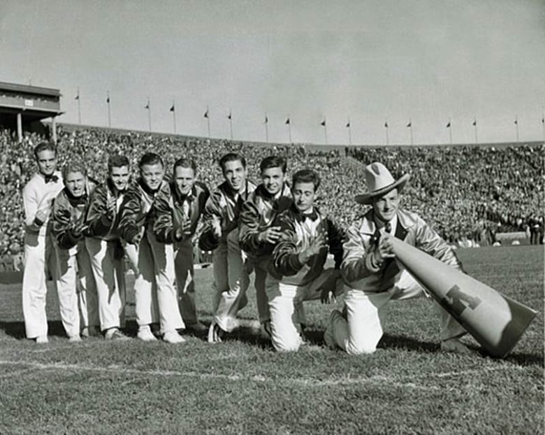 withlovesyleste's tweet photo. Imagine thinking a male cheerleader is some new 'woke' thing when the first cheerleader in 1898 was a man, and cheer squads were all-male for decades before women joined. Embarrassing. https://t.co/kyFOzdeYrn