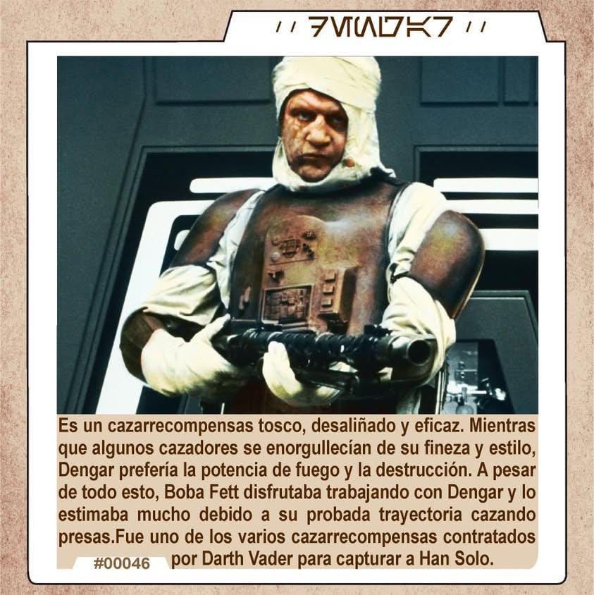 FCStarWarsUy's tweet image. Lunes de Datos: #Dengar
Edición by @santi_barboza55
#fansswuy #Defansparafans #StarWars #starwarsfan #starwarslatinoamerica #fanboy #fanboys #FanBoysGoLive #StarWarsTeam #StarWarsDatos  #maytheforcebewithyou 
#quelafuerzalosacompañe