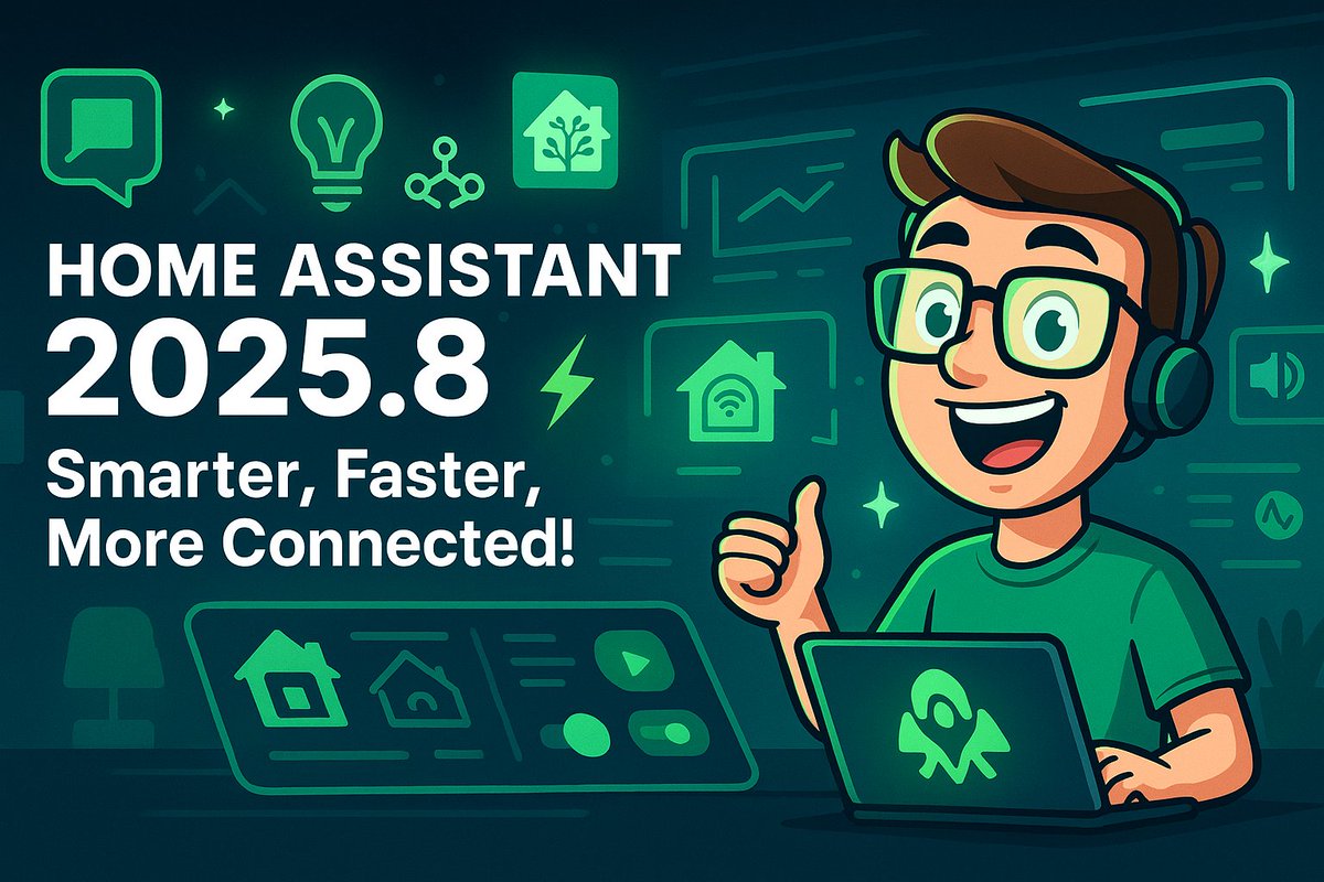 kumar88900's tweet photo. Home Assistant 2025.8 is here!

✨ New UI widgets
🤖 Smarter device grouping
🔋 Energy dashboard boost
🎙️ Better local voice assist
🌐 Expanded Matter support

Your smart home just got smarter.

https://t.co/D7GL5k6UzR 

#HomeAssistant #SmartHome #Geekpoint https://t.co/B6TydWJcTt
