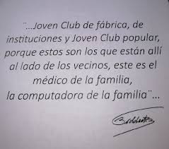 carloslopez_lpz's tweet photo. Desde el mismo día que nos creó #Fidel nos comparó con los médicos de la familia al vislumbrar: "…Joven Club de fábrica, de instituciones y #JovenClub popular…" (Ver imagen del tuit)

#38Aniversario https://t.co/KrgbofGntc