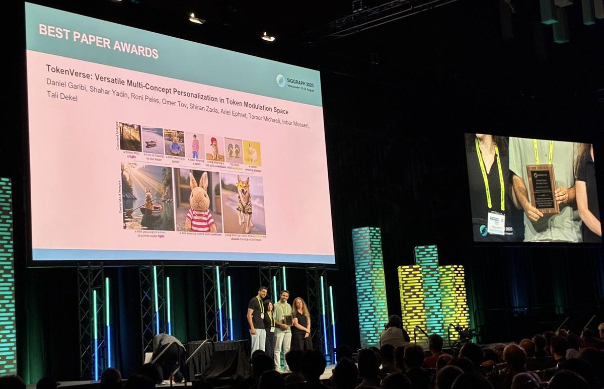 Roni Paiss (@roni_paiss) on Twitter photo Very honored to receive Best Paper Award for TokenVerse at @Siggraph today!
<a href="/DanielGaribi/">Daniel Garibi</a> will be presenting it tomorrow morning, go check it out!
token-verse.github.io Very honored to receive Best Paper Award for TokenVerse at @Siggraph today!
<a href="/DanielGaribi/">Daniel Garibi</a> will be presenting it tomorrow morning, go check it out!
token-verse.github.io