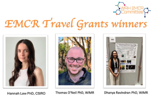 🚨 ATTENTION EMCRs! 🚨
We’re excited to announce the 2025 EMCR Travel Grant winners! 🎉
✈️ $1K Domestic — Hannah Law PhD (CSIRO)
✈️ $1K Domestic — Thomas O’Neil PhD (WIMR)
🌍 $2K International — Dhanya Ravindran PhD (WIMR)
👏 Congrats to all recipients