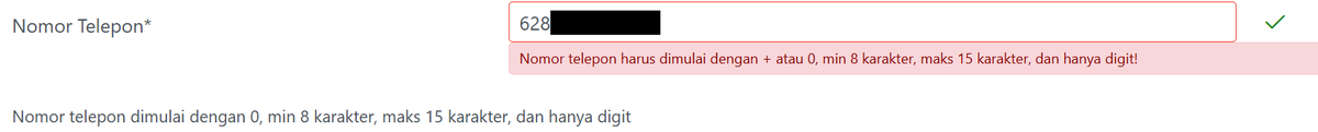 Ovan_17's tweet photo. Halo @kring_pajak apakah bisa dibantu proses aktivasi akses digital saya? Jika saya isi nomor telepon saya dengan "628xxx" validasi berhasil tertanda dengan centang. Namun informasi gagal juga muncul karena data harus diisi dengan angka 0? "failed successfully"? https://t.co/SBZD5dkl7j