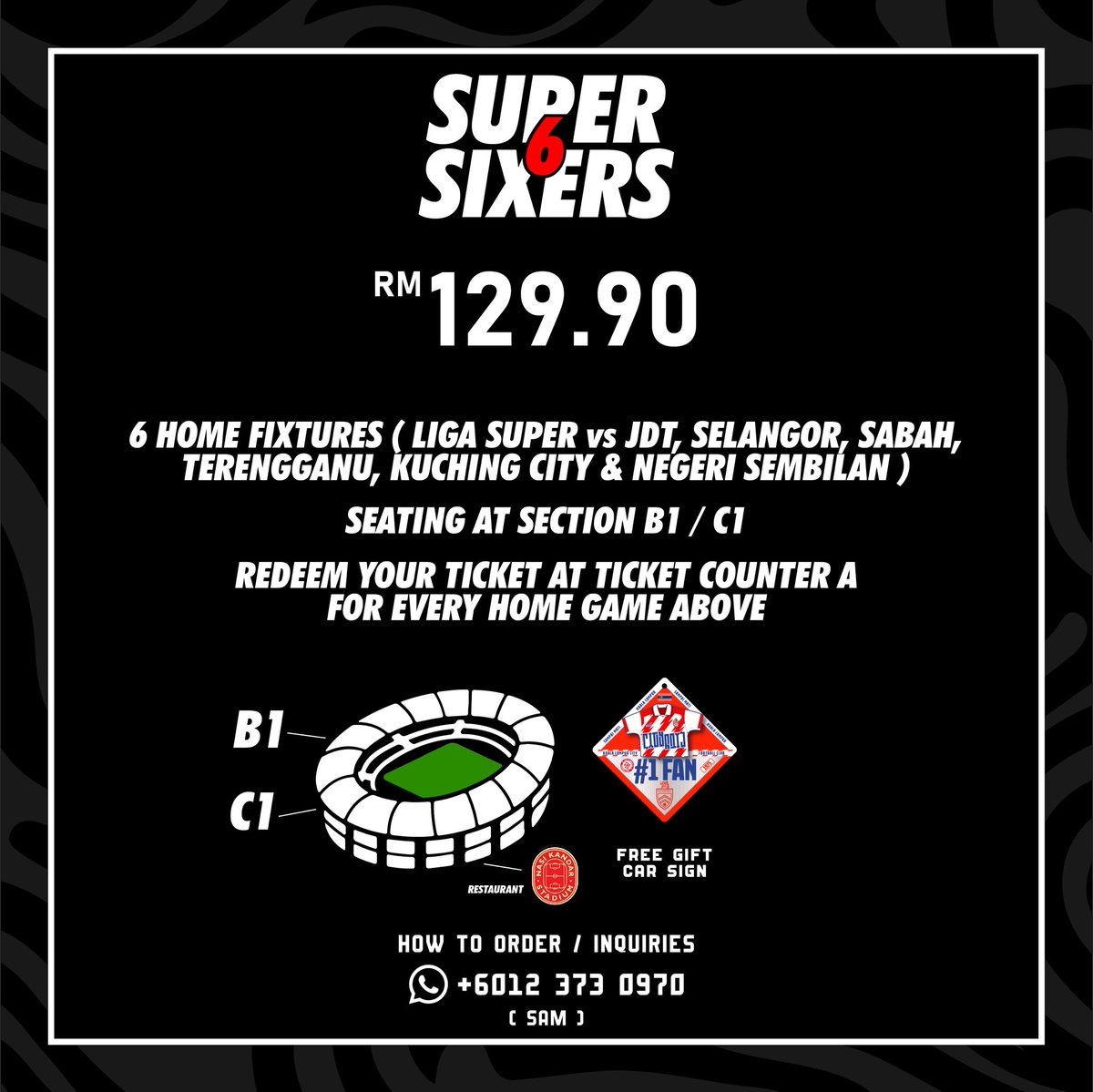 We got another ticket subscription plan for you City Boys fans! The SuperSIXers returns again @ RM129.90!