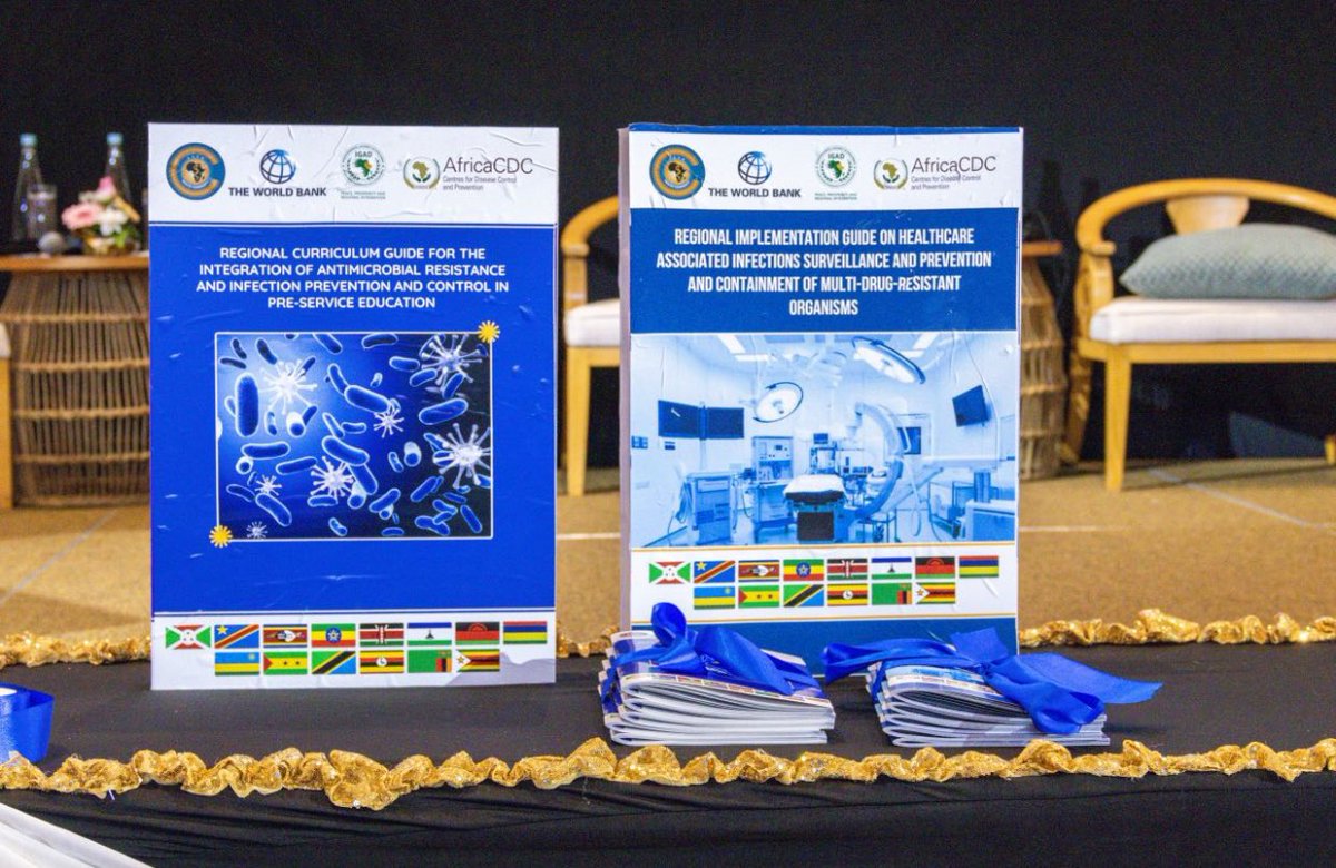 ntulikapologwe's tweet photo. At the 15th Best Practices Forum held last week in Port Louis, Mauritius, @ECSA_HC launched two key documents, developed in response to the growing threats posed by health emergencies and antimicrobial resistance (AMR);

1. The Curriculum Guide for AMR and IPC Integration; designed to embed AMR, Infection Prevention and Control (IPC), and Antimicrobial Stewardship (AMS) competencies into pre-service education.

2. The Regional Implementation Guide on HAI Surveillance & MDRO Containment; provides practical guidance for designing and strengthening Health Care-Associated Infection (HAI) surveillance systems. It supports the detection, prevention, and control of Multidrug-Resistant Organisms (MDROs).

We urge members to adapt and implement these documents within their national health systems and training institutions for the betterment of our region! #BPF2025 

@WorldBank @AfricaCDC @ECSA_HC @IGADHealthS