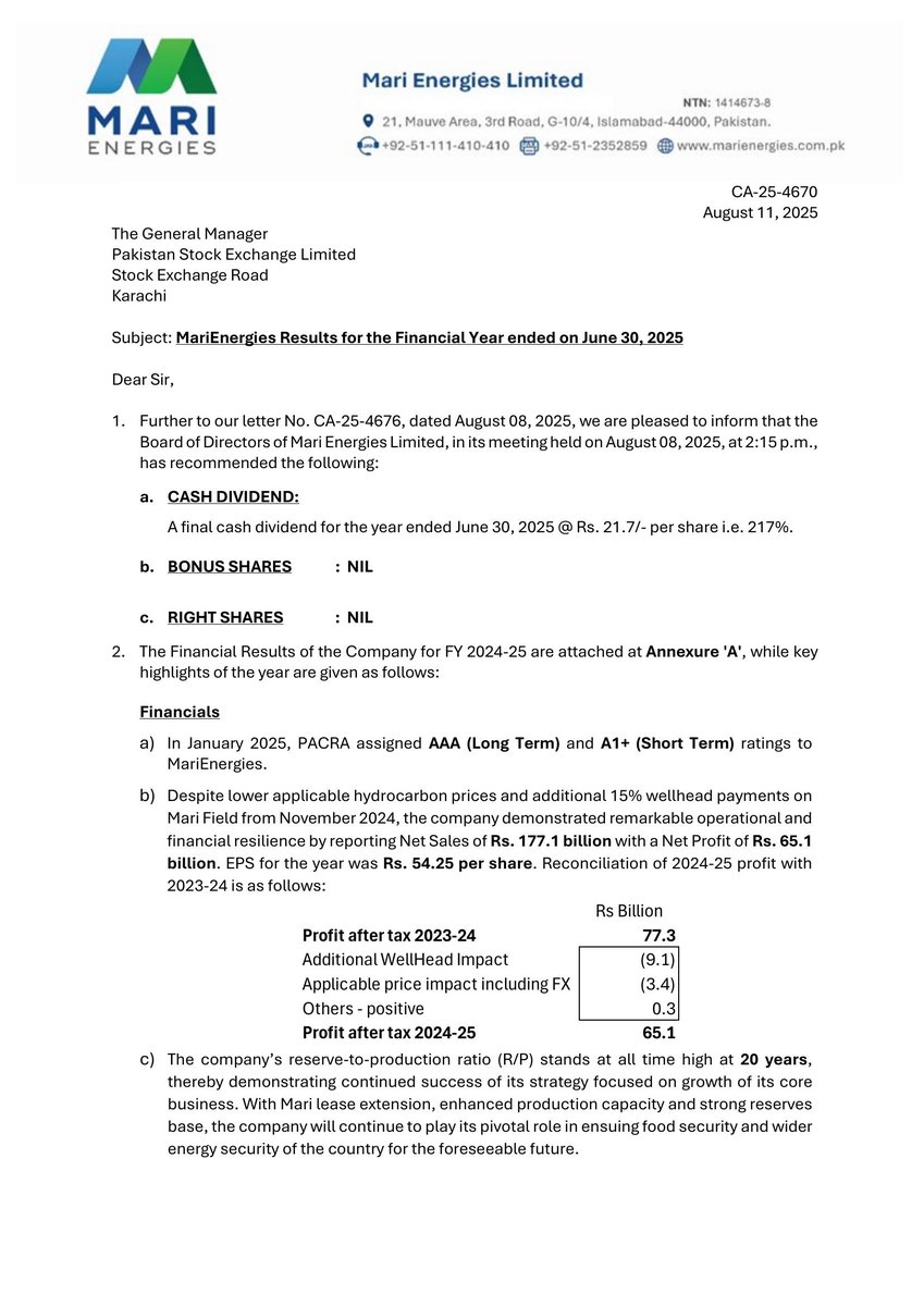 ChasePSXNotices's tweet photo. MARI - Financial Results for the Financial Year ended on June 30, 2025
#PSX #Stock #News #MARI #FinancialResults https://t.co/BQRtrIEQOv