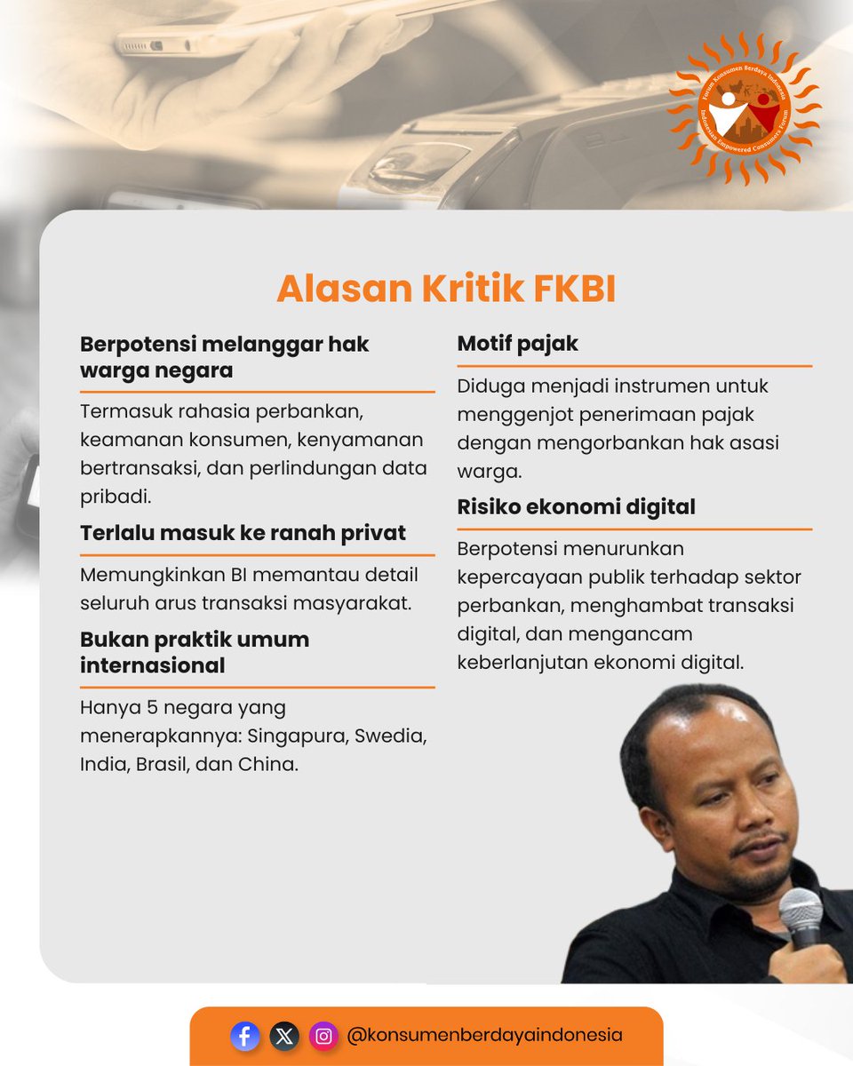 KonsumenBerdaya's tweet photo. Payment ID: Inovasi atau Alat Pengawasan?

Mulai 17 Agustus 2025, Bank Indonesia akan menguji coba Payment ID yang katanya untuk penyaluran bansos, tapi banyak pihak khawatir ini jadi alat pengawasan warga! 😳

#PaymentID #BankIndonesia #EkonomiDigital #HakPrivasi #DataPribadi https://t.co/kMJXmIfLMn