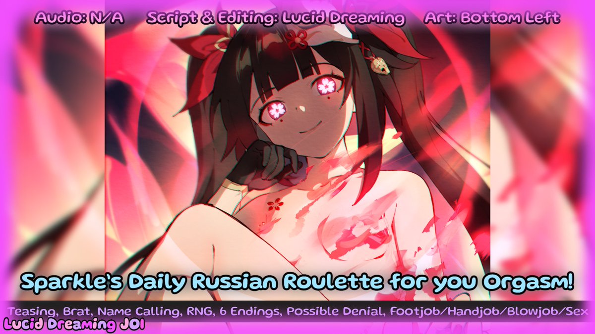 LucidDreaminJOI's tweet photo. 🔞NSFW - JOI - Sparkle's Daily Russian Roulette Orgasm Game! - NEW

You are about to start gooning in your room when Sparkle suddenly appears out of no where and wants to play a little game...! o_O

https://t.co/WMXA1WIHDe

Hey! This is the FREE Version! You'll be able to enjoy most of the JOI, but if you would like access to the best two endings, come join my Patreon for $3USD!

Art Used in Thumbnail - https://t.co/05HPWMSuTY

This JOI uses real art from many different artists! I have put a tag in the bottom left of my video's so you can find them easily! Please go support any artists you enjoy!  

https://t.co/SGr8w3YxKJ https://t.co/HlVw6Ojm7I 

#HonkaiStarRail #Sparkle #NSFW #JOI #rule34 #hentai