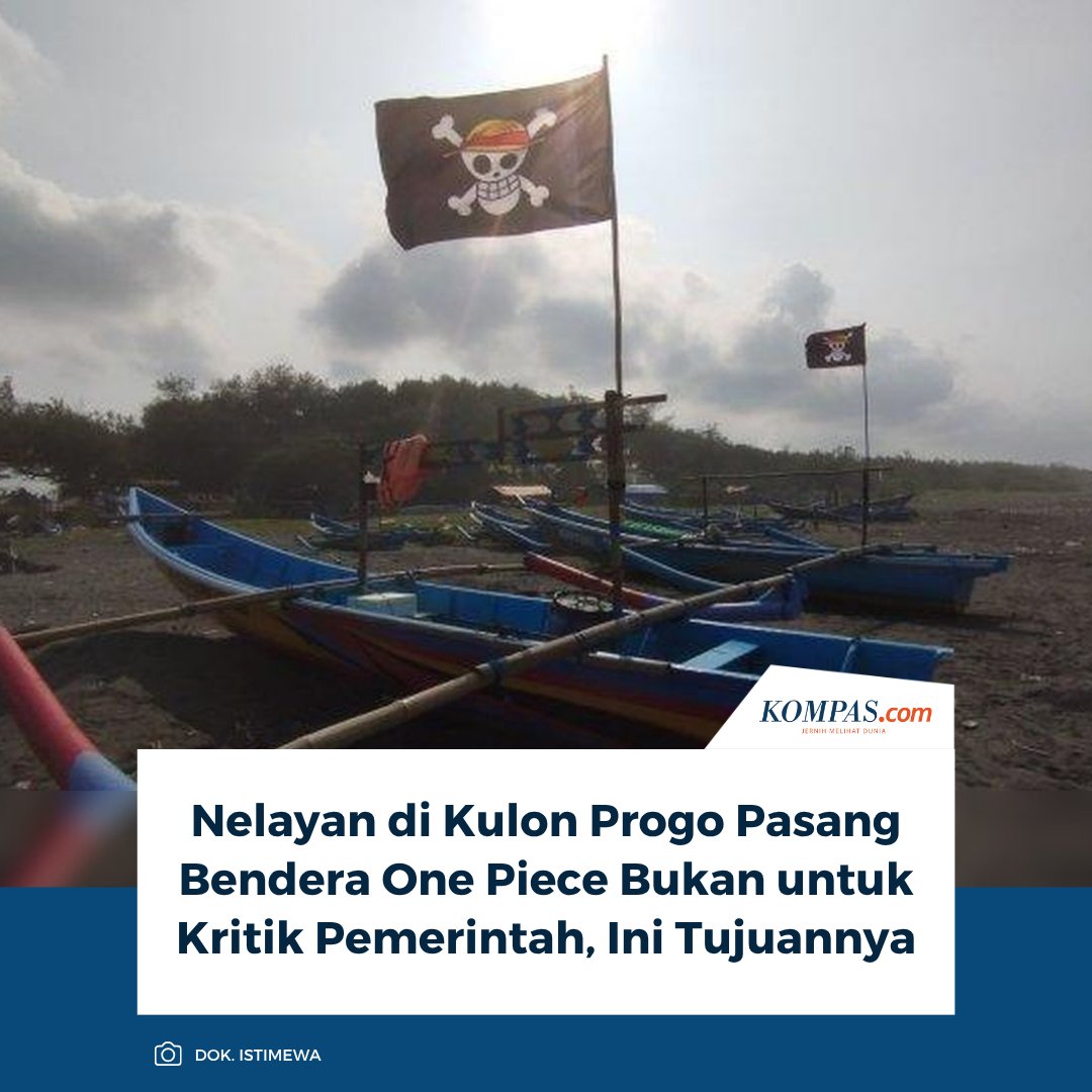 kompascom's tweet image. Sejumlah nelayan di Pantai Congot, Kulon Progo, ikut meramaikan tren pemasangan Bendera Jolly Roger, simbol tengkorak bertopi jerami yang populer dari serial anime Jepang One Piece. 

Baca di sini: yogyakarta.kompas.com/read/2025/08/1…

/ #Nelayan #KulonProgo