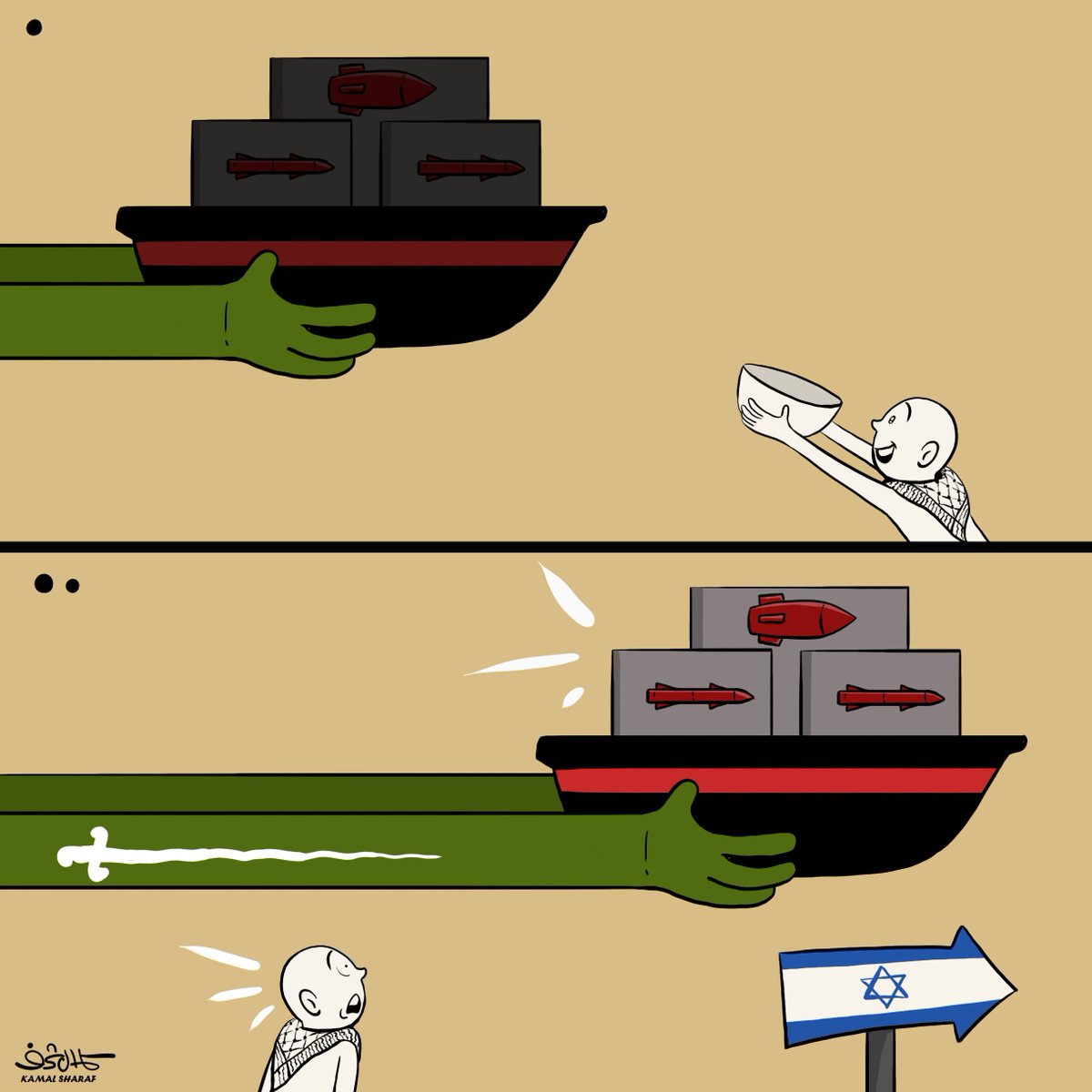 "عمال ميناء جنوة الإيطالي يعترضون السفينة السعودية "بحري ينبع" المحملة بالأسلحة لـ"إسرائيل" ويفرضون حصارًا على عبورها"

يا ترى كم عدد السفن السعودية التي استطاعت الوصول إلى إسرائيل؟

#كاريكاتير