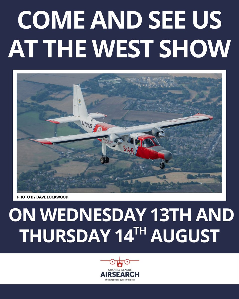 Guernsey Friends of Channel Islands Air Search will be at the Guernsey West Show this week on Wednesday 13th and Thursday 14th.

We’ll be selling a range of CIAS-branded merchandise, with all funds raised going towards keeping us in the skies, so make sure you come and say hello!