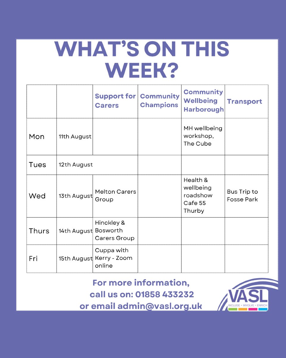 VASL:  Your local charity (@vaslonline) on Twitter photo What's on this week from our VASL projects in and around your area:
#community #makeadifference #thisismycommunity What's on this week from our VASL projects in and around your area:
#community #makeadifference #thisismycommunity