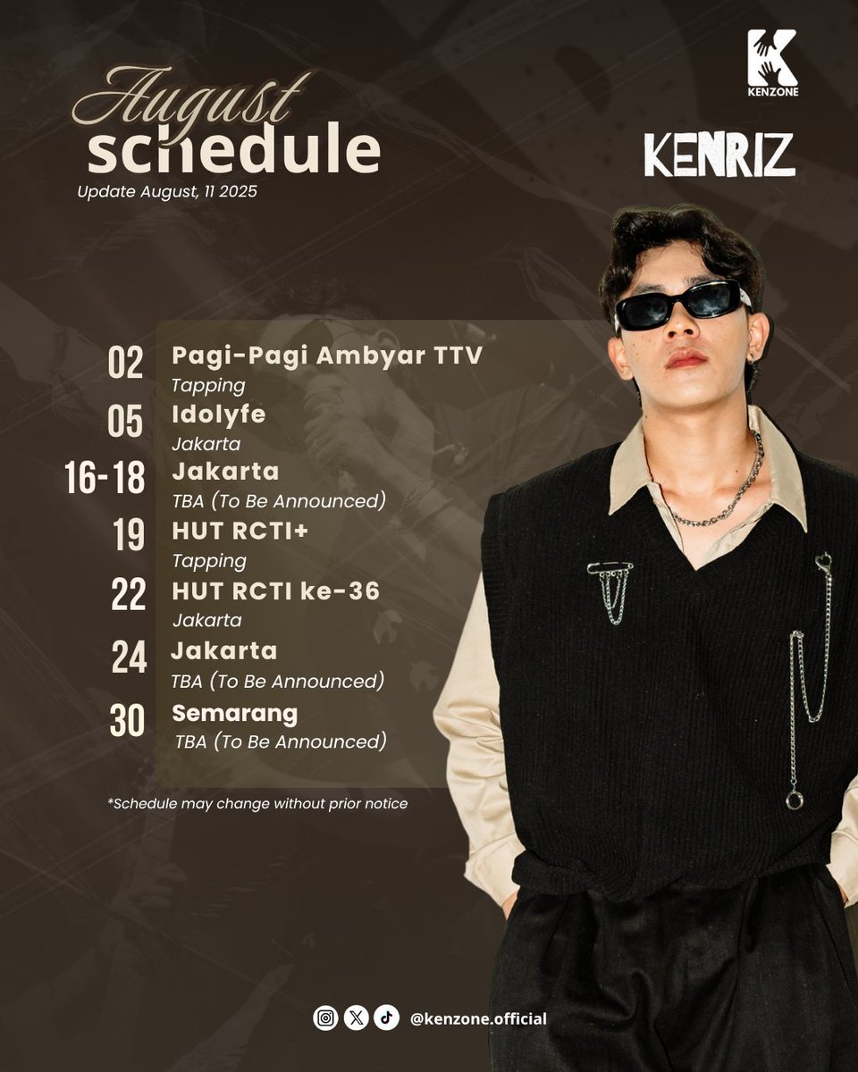 Update schedule Kenriz Bulan Agustus!

#Kenriz
