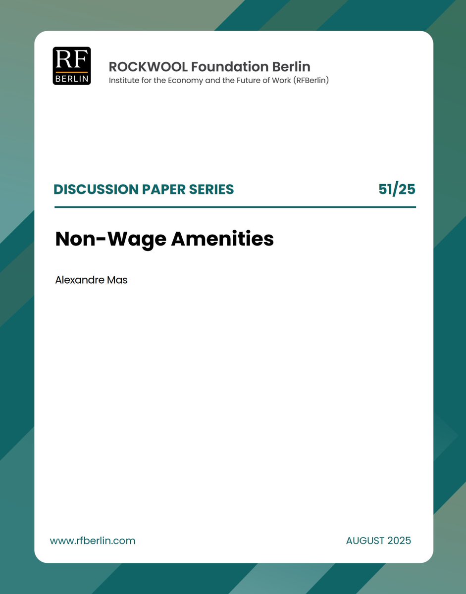 RF_Berlin's tweet image. 🆕 Chapter of the Handbook of Labor Economics in our Discussion Paper Series: Alexandre Mas reviews the analysis of non-wage amenities in the workplace. rfberlin.com/research/non-w…