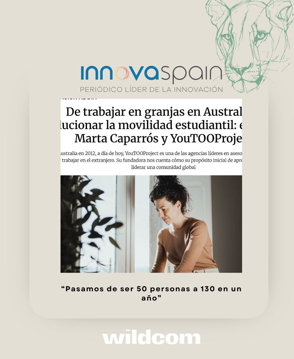 WILDCom (@wildcom_) on Twitter photo 🐨🏄🏻♀️ Nacida en Australia en 2012, <a href="/youtoo_project/">YouTooProject</a> es una de las agencias líderes en asesoramiento gratuito para estudiar y trabajar en el extranjero.
Entrevista en <a href="/Innovaspain/">Innovaspain</a> innovaspain.com/marta-caparros… 🐨🏄🏻♀️ Nacida en Australia en 2012, <a href="/youtoo_project/">YouTooProject</a> es una de las agencias líderes en asesoramiento gratuito para estudiar y trabajar en el extranjero.
Entrevista en <a href="/Innovaspain/">Innovaspain</a> innovaspain.com/marta-caparros…