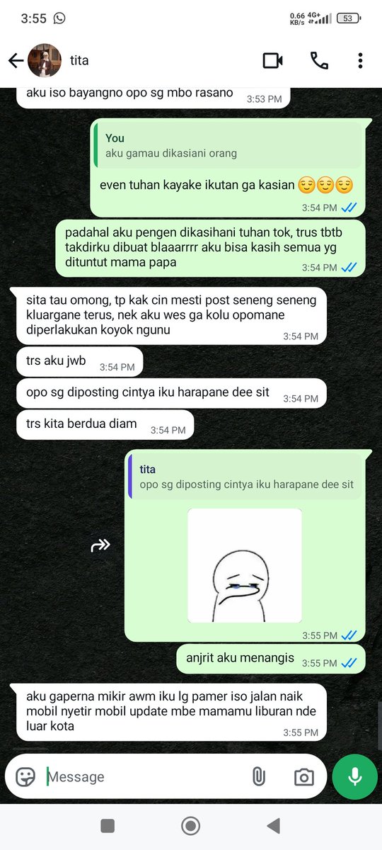 misicinn's tweet photo. Biasanya aku harus ketawain bilang makasih or bahkan jelasin "keluargamu cemara banget sih" hehe, and nowww finally aku ga perlu jelasin justru aku nangis bacanya. Aku emang gasuka dikasihani, but ternyata aku emang kasian hehe. Semoga emang semua manifestasi itu didengar Tuhan https://t.co/ezGP3ke5RB