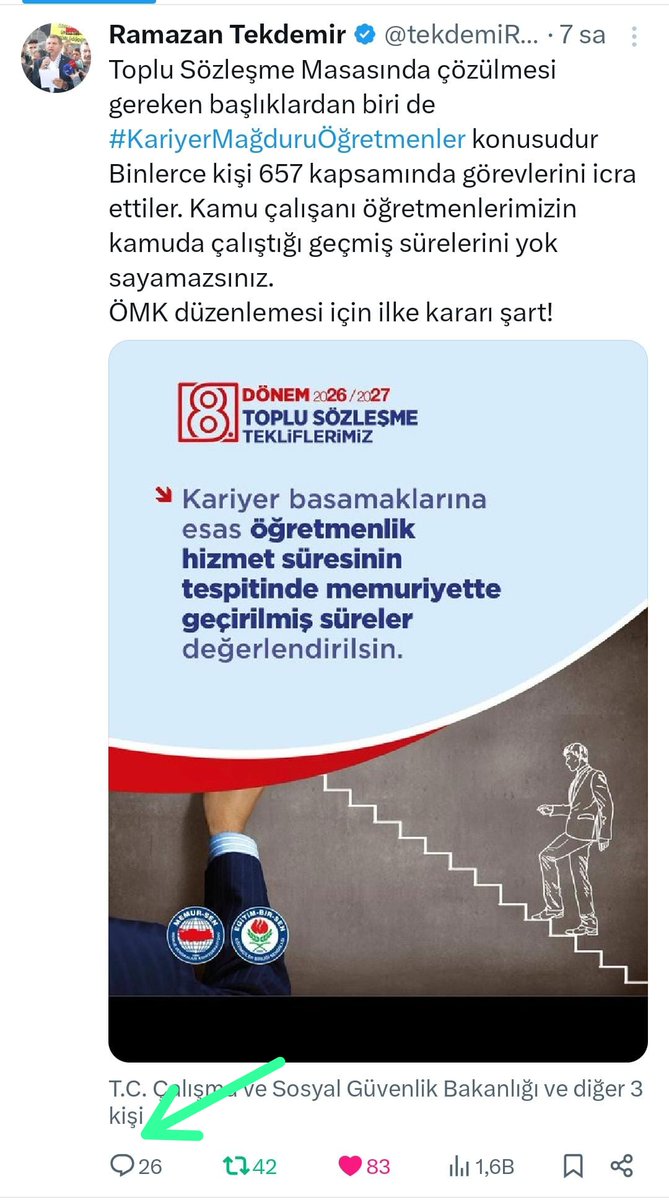 ozlem_bilisik's tweet photo. @Fatmatderin @Yusuf__Tekin @RTErdogan @_aliyalcin_ Öğretmeniz ama kamu hizmetimiz yok sayılıyor!
ÖMK, 657’ye tabi geçmiş hizmet sürelerimizi dışlıyor.
📢 Bu adaletsizlik giderilmeli!
🔁 Geçmiş kamu hizmeti uzmanlık ve başöğretmenlik süresinden sayılmalıdır. https://t.co/wsS8iPMsZO