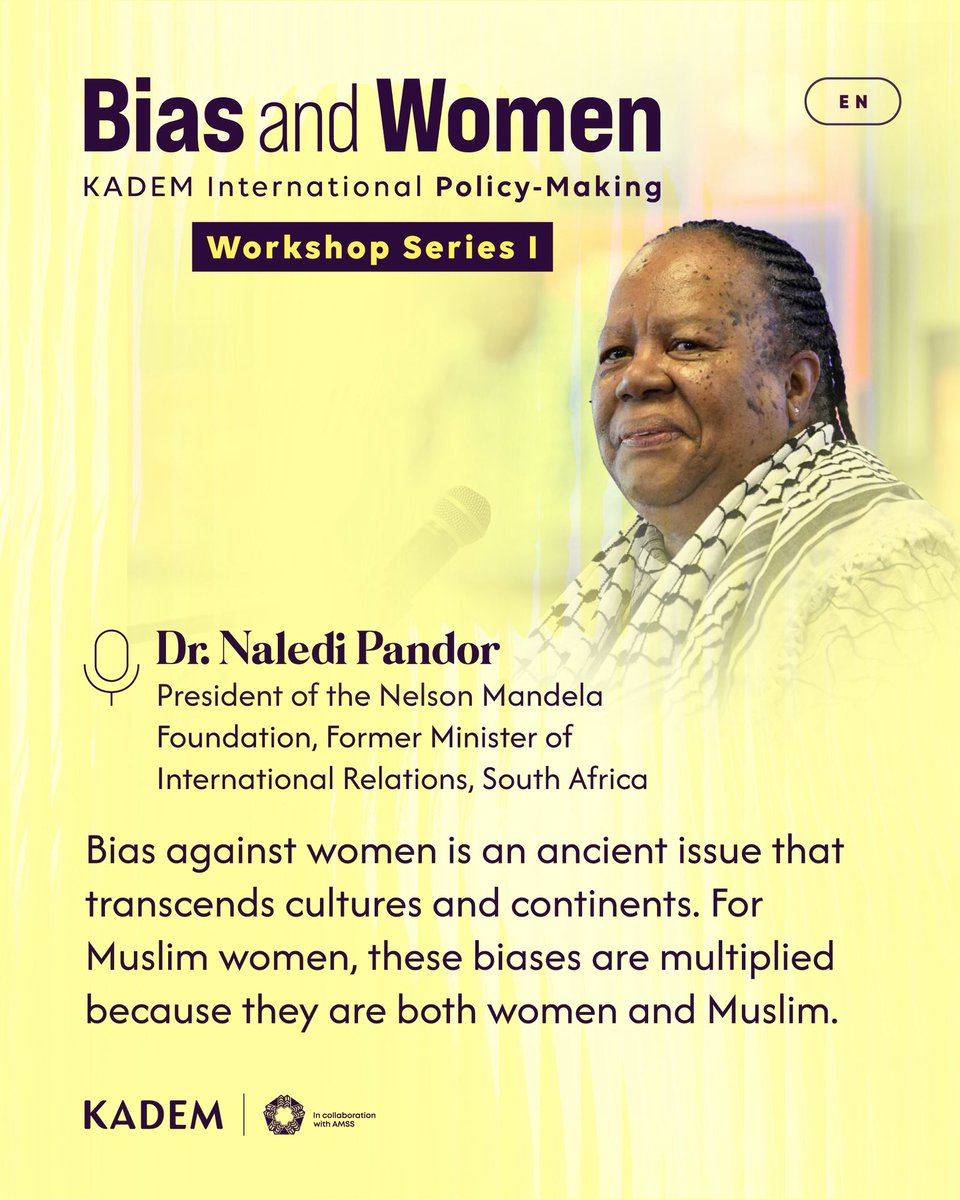 ✍🏻 Önyargı ve Kadın Çalıştayımıza katılan Nelson Mandela Vakfı Başkanı, Güney Afrika Eski Dışişleri Bakanı Dr. Naledi Pandor’un konuşmasından öne çıkanlar…
#BiasandWomen