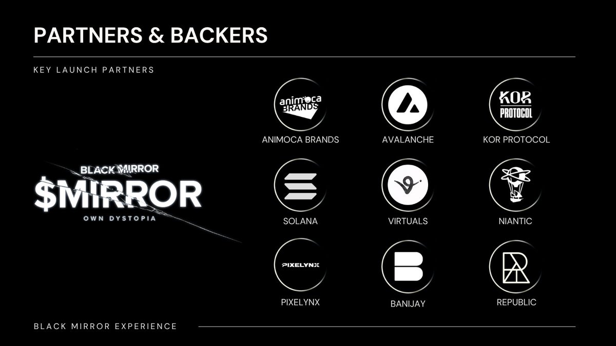 blackmirror_xp (@blackmirror_xp) on Twitter photo $MIRROR is backed the best.
Top-tier support from <a href="/animocabrands/">Animoca Brands</a>, <a href="/solana/">Solana</a>, <a href="/avax/">Avalanche🔺</a>, <a href="/KorProtocol/">KOR Protocol</a>, <a href="/virtuals_io/">Virtuals Protocol</a>, <a href="/joinrepublic/">Republic</a>, <a href="/NianticSpatial/">Niantic Spatial 🌎</a>, <a href="/pixelynx_io/">PIXELYNX</a>, and <a href="/banijayent/">Banijay Entertainment</a> $MIRROR is backed the best.
Top-tier support from <a href="/animocabrands/">Animoca Brands</a>, <a href="/solana/">Solana</a>, <a href="/avax/">Avalanche🔺</a>, <a href="/KorProtocol/">KOR Protocol</a>, <a href="/virtuals_io/">Virtuals Protocol</a>, <a href="/joinrepublic/">Republic</a>, <a href="/NianticSpatial/">Niantic Spatial 🌎</a>, <a href="/pixelynx_io/">PIXELYNX</a>, and <a href="/banijayent/">Banijay Entertainment</a>