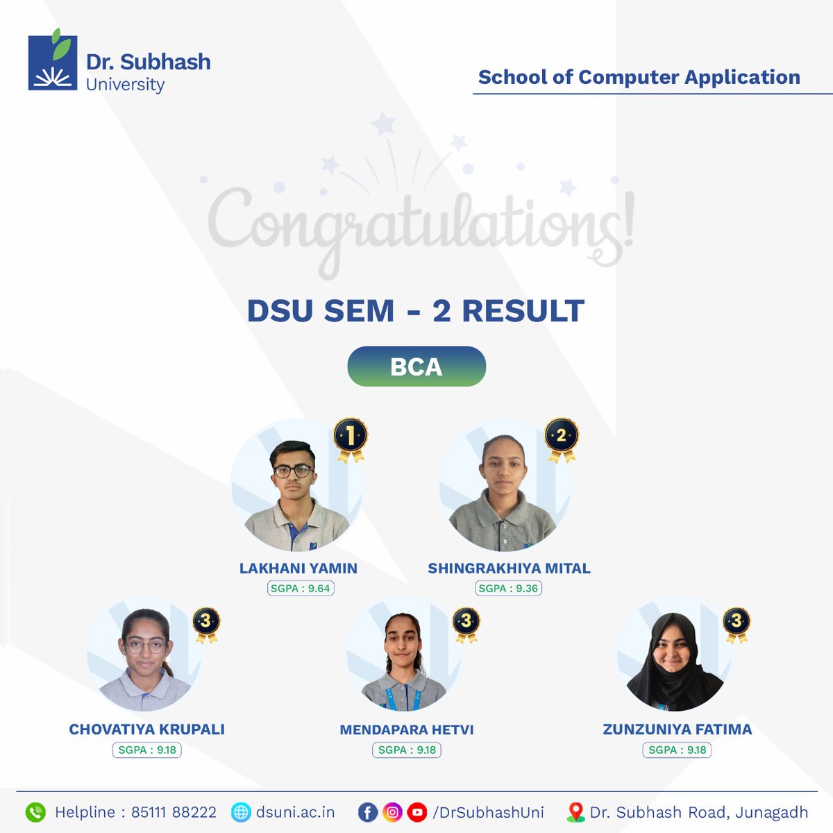 DrSubhashUni's tweet image. 🎓💻 Proudly presenting our BCA Sem 2 Topper from the School of Computer Application, Dr. Subhash University! 🌟

#BCATopper #DSU  #SchoolOfComputerApplication #DSUPride #AcademicExcellence #FutureCoder