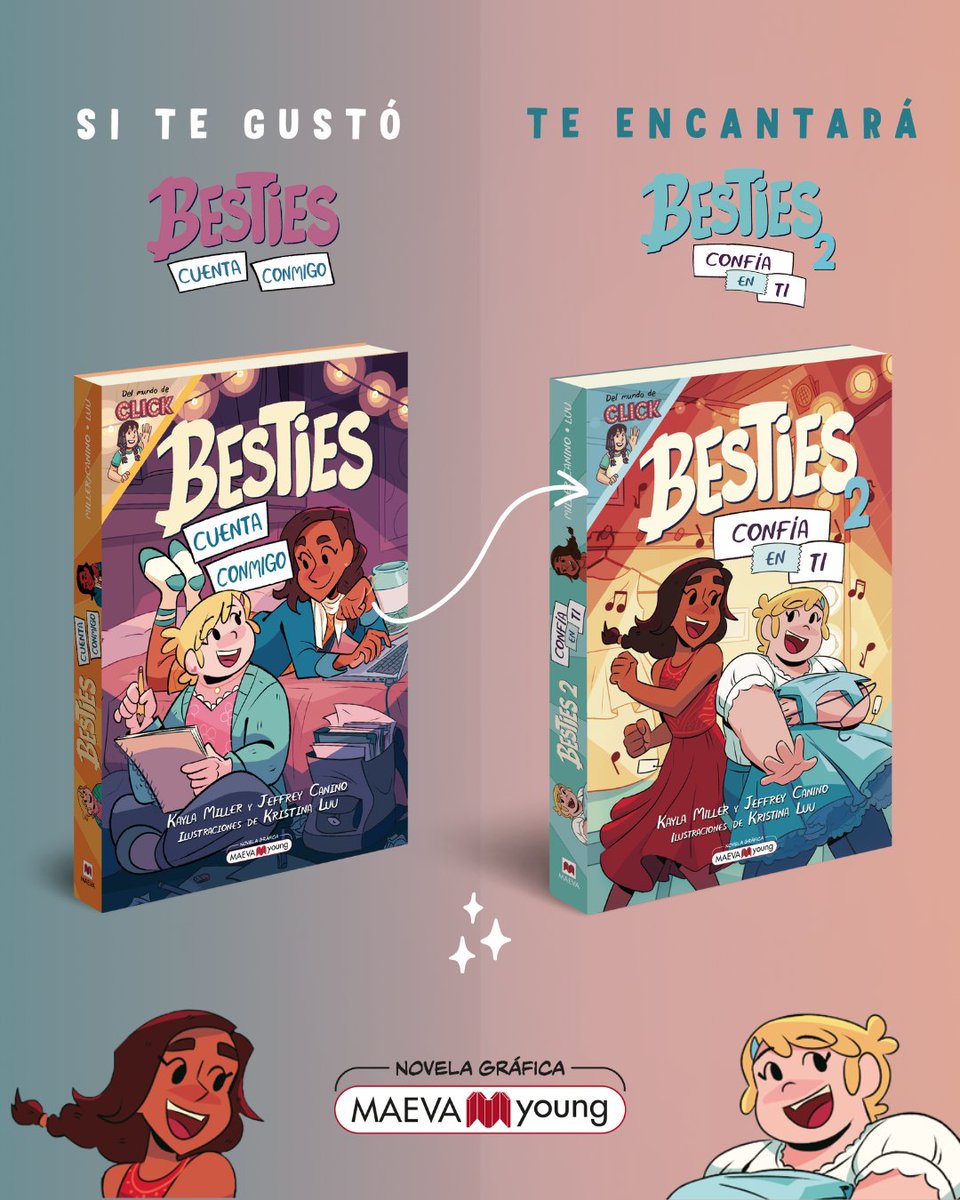MAEVAyoung (@maevayoung) on Twitter photo Si te gustó la primera aventura de Laura y Bea en #BestiesCuentaConmigo, no te puedes perder #BestiesConfíaEnTí. ✨
🖊️ De Kayla Miller (<a href="/Kayke/">Kayla Miller</a>), Jeffrey Canino (<a href="/JeffreyCanino/">Jeffrey Canino</a>) y Kristina Luu (<a href="/stripeyworm/">Kristina @ MOVED</a>)
📖 Traducciones de Iris Mogollón González (<a href="/iris_mg/">∞ Iris ∞</a>)
#MAEVAYoung Si te gustó la primera aventura de Laura y Bea en #BestiesCuentaConmigo, no te puedes perder #BestiesConfíaEnTí. ✨
🖊️ De Kayla Miller (<a href="/Kayke/">Kayla Miller</a>), Jeffrey Canino (<a href="/JeffreyCanino/">Jeffrey Canino</a>) y Kristina Luu (<a href="/stripeyworm/">Kristina @ MOVED</a>)
📖 Traducciones de Iris Mogollón González (<a href="/iris_mg/">∞ Iris ∞</a>)
#MAEVAYoung